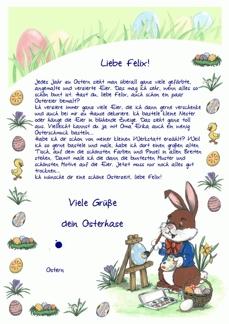 Ein Brief vom Osterhasen Text 3