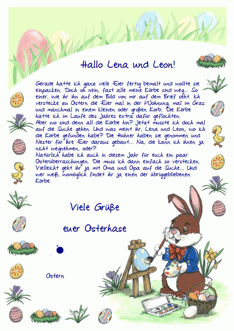 Ein Brief vom Osterhasen Text 4
