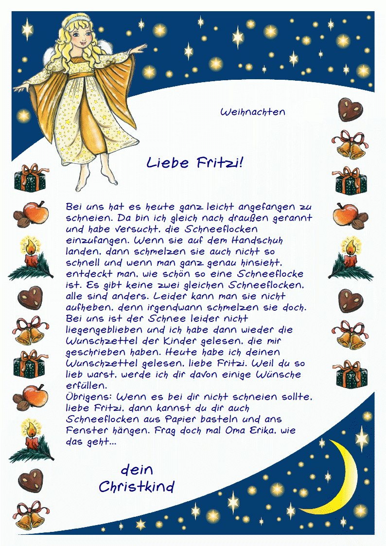 Ein Brief vom Christkind Text 3