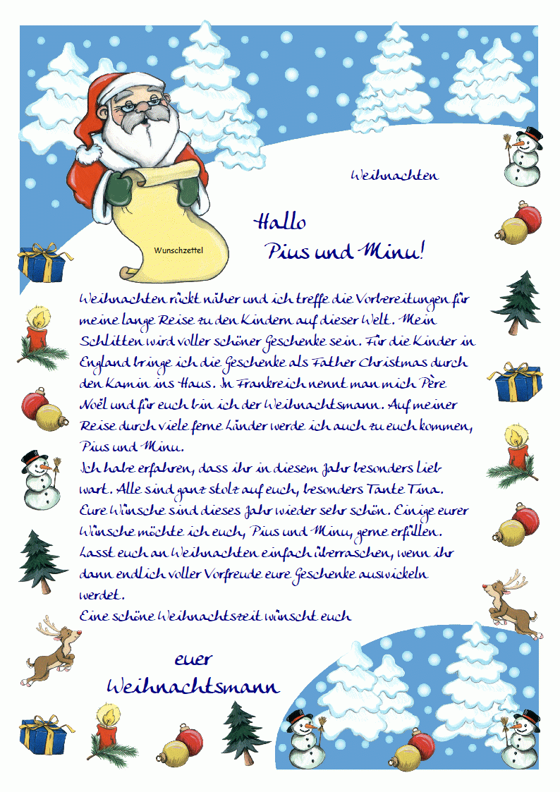 Ein Brief vom Weihnachtsmann Text 3
